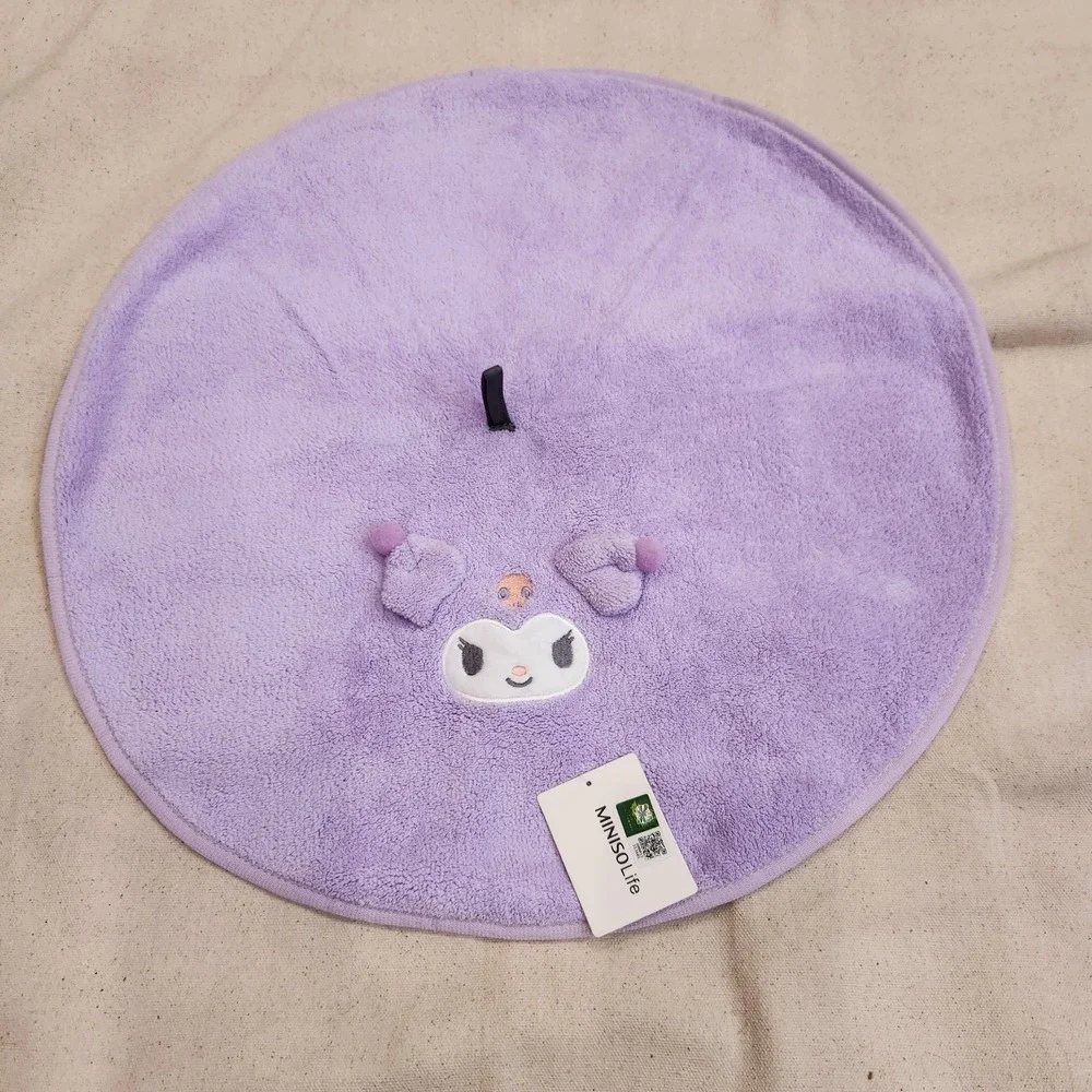 New MINISO x Sanrio Kuromi Round Plush Hand Towel Washcloth Purple Halloween